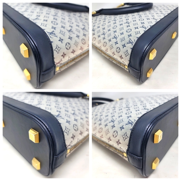 Louis Vuitton Alma Navy Mini Monogram Canvas Leather Large Hand Bag Vintage Auth - Picture 7 of 12